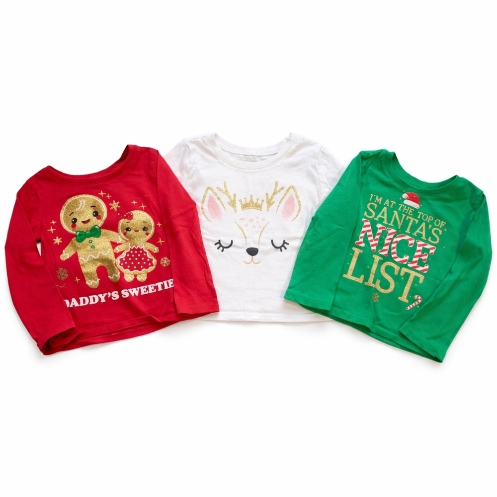 The Children’s Place Toddler Girl Christmas Shirt Bundle 18–24 Months